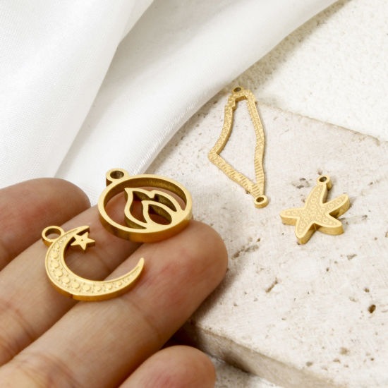 Picture of Vacuum Plating 304 Stainless Steel Charms 18K Gold Plated