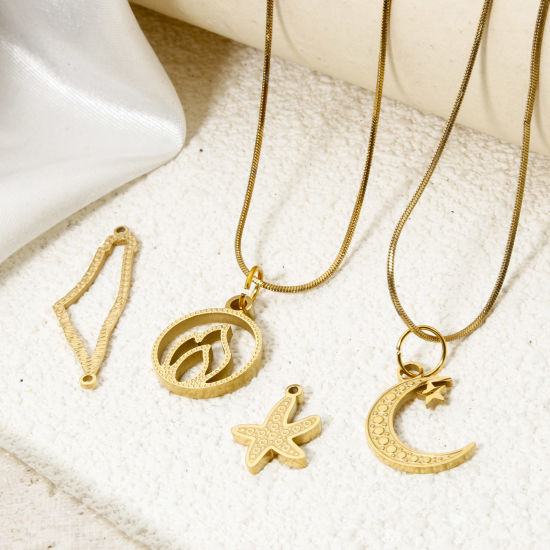 Picture of Vacuum Plating 304 Stainless Steel Charms 18K Gold Plated