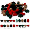 Picture of Acrylic Christmas Beads For DIY Jewelry Making At Random Mixed Color Heart Rose Flower Flocking