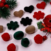 Picture of Acrylic Christmas Beads For DIY Jewelry Making At Random Mixed Color Heart Rose Flower Flocking