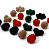 Picture of Acrylic Christmas Beads For DIY Jewelry Making At Random Mixed Color Heart Rose Flower Flocking