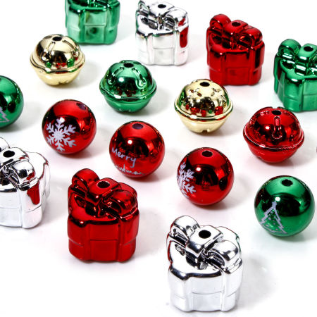Acrylic Christmas Beads For DIY Jewelry Making At Random Mixed Color Bell Snowflake Plating