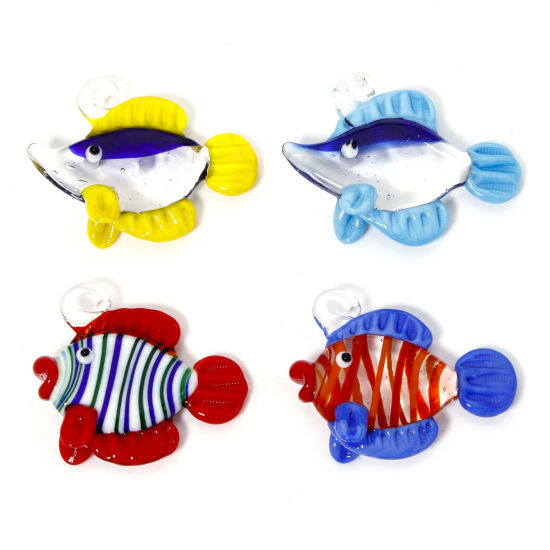 Picture of Lampwork Glass Ocean Jewelry Pendants Fish Animal Stripe 3D