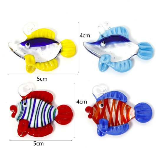 Picture of Lampwork Glass Ocean Jewelry Pendants Fish Animal Stripe 3D