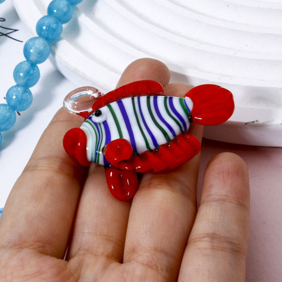 Picture of Lampwork Glass Ocean Jewelry Pendants Fish Animal Stripe 3D