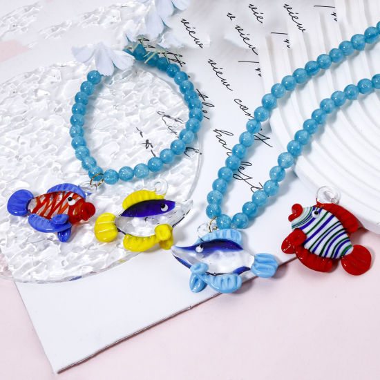 Picture of Lampwork Glass Ocean Jewelry Pendants Fish Animal Stripe 3D