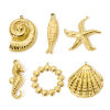 Picture of Eco-friendly Vacuum Plating 304 Stainless Steel Ocean Jewelry Pendants 18K Real Gold Plated Seahorse Animal Shell 3D