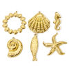 Picture of Eco-friendly Vacuum Plating 304 Stainless Steel Ocean Jewelry Pendants 18K Real Gold Plated Seahorse Animal Shell 3D