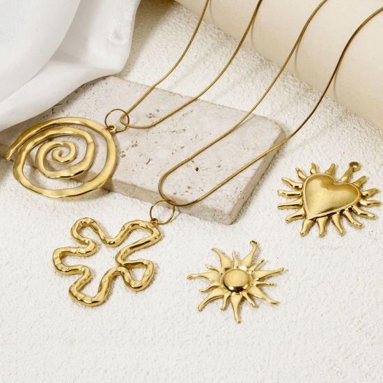 Image de 1 Pièce Pendentifs en 304 Acier Inoxydable Placage Sous Vide Écologique Galaxie Soleil Plaqué Or Véritable 18K Lune