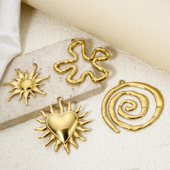 Image de 1 Pièce Pendentifs en 304 Acier Inoxydable Placage Sous Vide Écologique Galaxie Soleil Plaqué Or Véritable 18K Lune