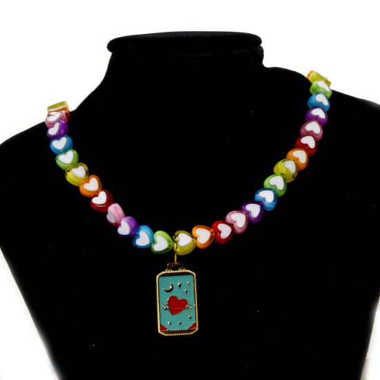 Изображение 1 ШТ Экологически чистое вакуумное покрытие 304 Нержавеющая Сталь Таро Подвески Прямоугольник 18K настоящее золото с покрытием Солнце С Эмалью 25.5мм x 14мм