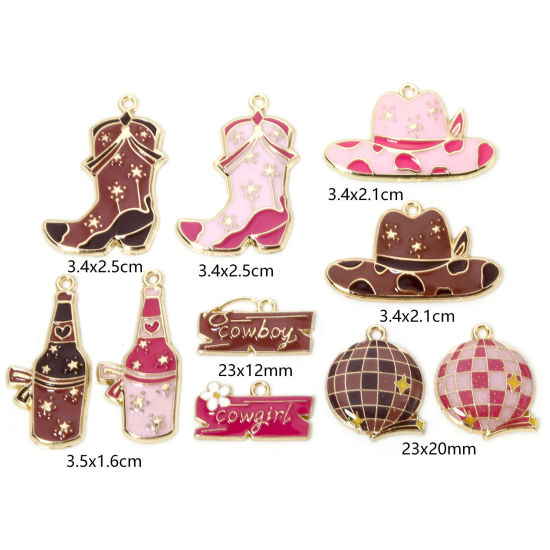 Picture of Zinc Based Alloy West Cowboy Charms Gold Plated Multicolor Hat Boots Enamel