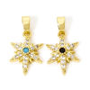 Image de 2 Pcs Pendentif Breloque Galaxie en Laiton Plaqué Or Véritable Etoile Micro Pave à Zircone Cubique Clair 20mm x 11mm