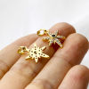 Image de 2 Pcs Pendentif Breloque Galaxie en Laiton Plaqué Or Véritable Etoile Micro Pave à Zircone Cubique Clair 20mm x 11mm