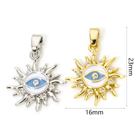 Picture of Brass Galaxy Charm Pendant Multicolor Sun Eye of Providence/ All-seeing Eye 23mm x 16mm