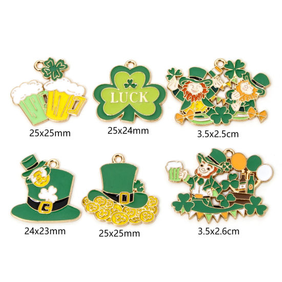 Picture of Zinc Based Alloy St Patrick's Day Pendants Gold Plated Multicolor Enamel