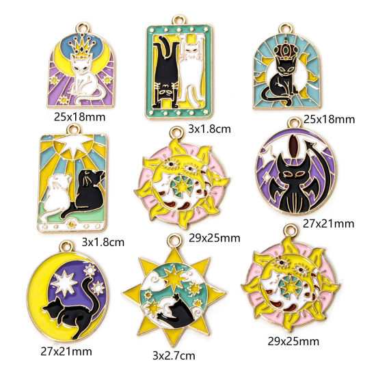 Picture of Zinc Based Alloy Charms Gold Plated Multicolor Cat Animal Enamel