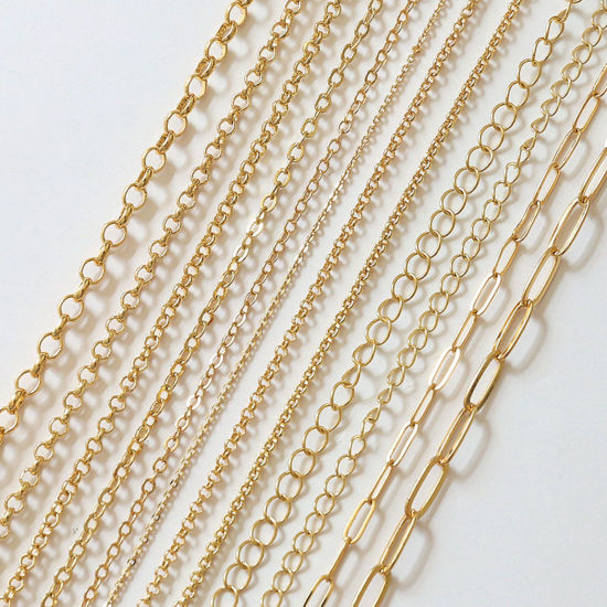 Picture of Brass Link Cable Chain For Handmade DIY Jewelry Making Findings 18K Gold Plated