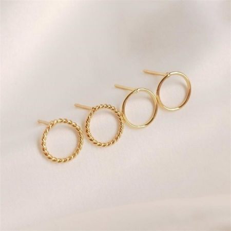 Umweltfreundlich Messing Ohrring Ohrstecker 14K Echtgold plattiert Ring 10mm Durchm.