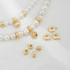 Picture of Eco-friendly Brass Bail Beads With Loop For DIY Jewelry Making Findings Flat Round 14K Real Gold Plated