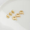 Picture of Eco-friendly Brass Bail Beads With Loop For DIY Jewelry Making Findings Flat Round 14K Real Gold Plated