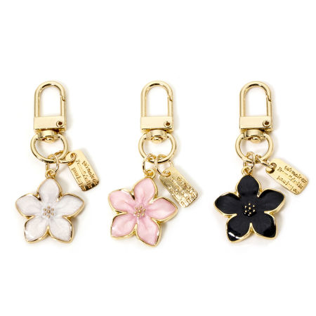 Zinc Based Alloy Flora Collection Keychain & Keyring Gold Plated Multicolor Sakura Flower Enamel 6.3cm x 2.5cm