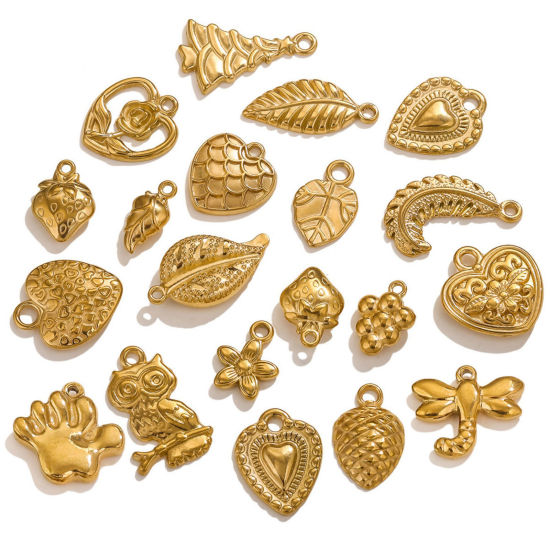 Picture of 2 PCs Vacuum Plating 304 Stainless Steel Charms 18K Gold Plated