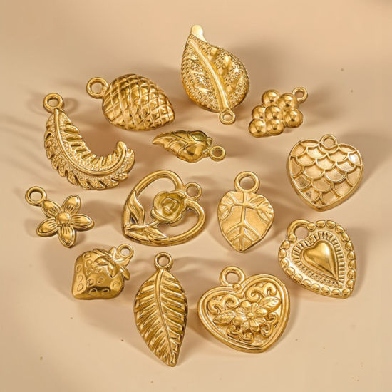 Picture of 2 PCs Vacuum Plating 304 Stainless Steel Charms 18K Gold Plated