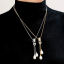 Immagine di 1 Pz Elegante Semplice Multicolore Acciaio Inossidabile Catena di casella Nappine Imitata Perla Collana Lunga Adatto Maglia Per Donne 45cm Lunghezza