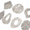 Picture of 304 Stainless Steel Pendants Silver Tone Irregular Marble Effect