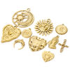Picture of Eco-friendly Vacuum Plating 304 Stainless Steel Charms 18K Real Gold Plated Sun Moon