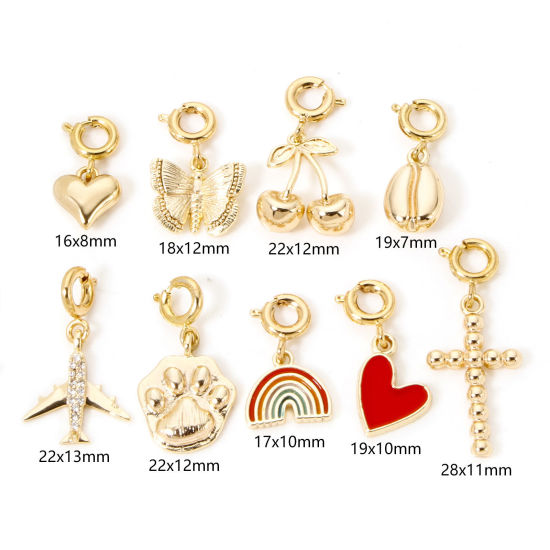 Picture of 1 Piece Eco-friendly Brass Charms 18K Real Gold Plated With Spring Ring Clasp