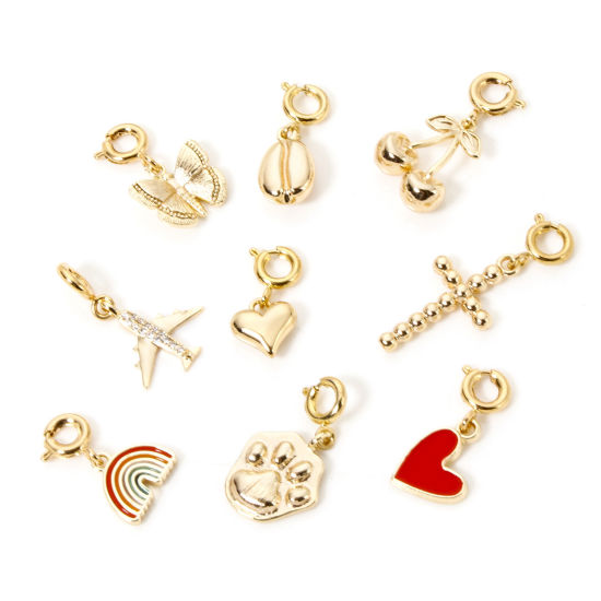 Picture of 1 Piece Eco-friendly Brass Charms 18K Real Gold Plated With Spring Ring Clasp