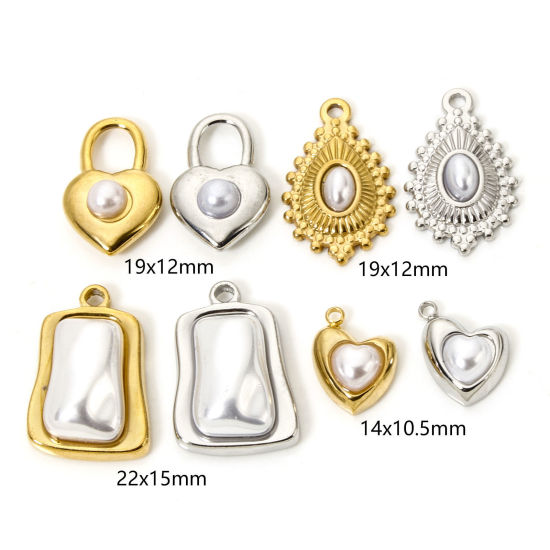 Picture of Eco-friendly 304 Stainless Steel Charms Multicolor Irregular Acrylic Imitation Pearl