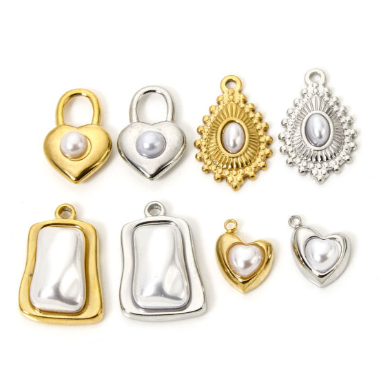 Picture of Eco-friendly 304 Stainless Steel Charms Multicolor Irregular Acrylic Imitation Pearl