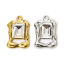 Picture of Eco-friendly 304 Stainless Steel Charms Multicolor Rectangle Clear Rhinestone 23mm x 15mm