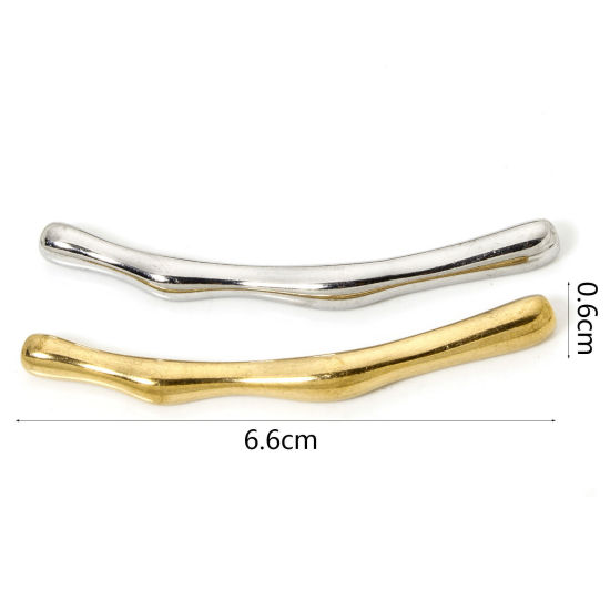 Picture of 1 Piece Eco-friendly 304 Stainless Steel Beads For DIY Jewelry Making Curved Tube Multicolor 6.6cm x 0.6cm, Hole: Approx 1.8mm