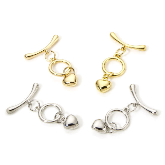 Picture of Brass Toggle Clasps Round Heart Multicolor