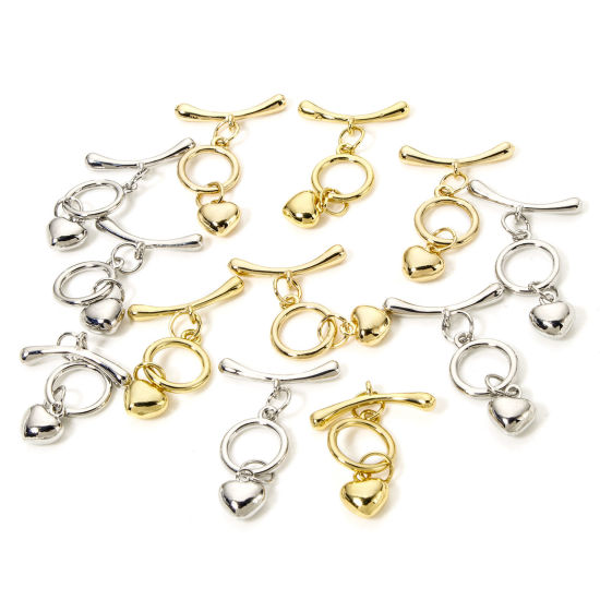 Picture of Brass Toggle Clasps Round Heart Multicolor