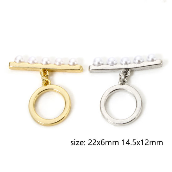 Picture of Brass Toggle Clasps Round Multicolor Acrylic Imitation Pearl