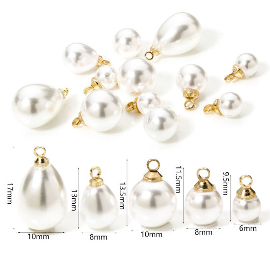 Изображение 10 PCs Brass & Acrylic Charms 18K Gold Plated Acrylic Imitation Pearl