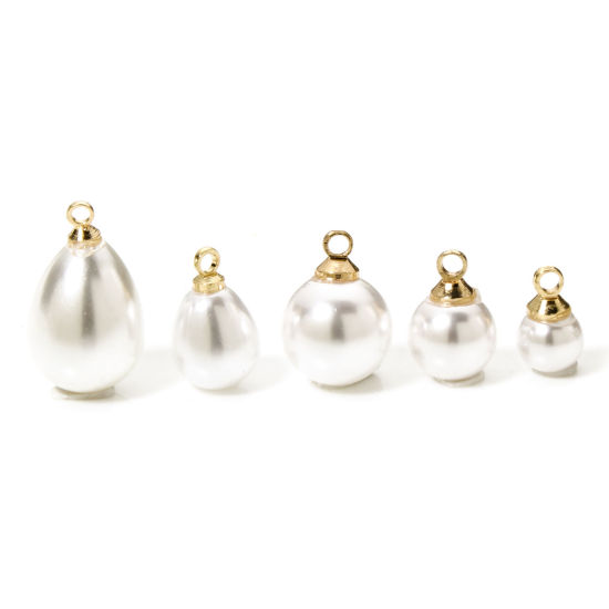 Изображение 10 PCs Brass & Acrylic Charms 18K Gold Plated Acrylic Imitation Pearl