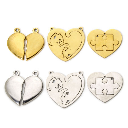 1 Set ( 2 PCs/Set) 304 Stainless Steel Charms Heart