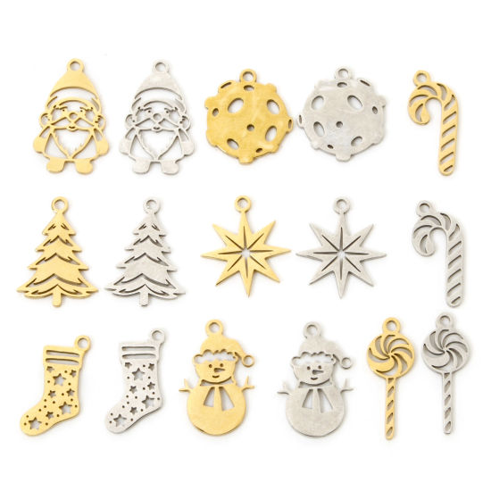 Picture of 3 PCs 304 Stainless Steel Christmas Charms Hollow