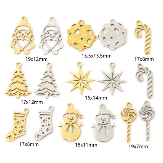 Picture of 3 PCs 304 Stainless Steel Christmas Charms Hollow