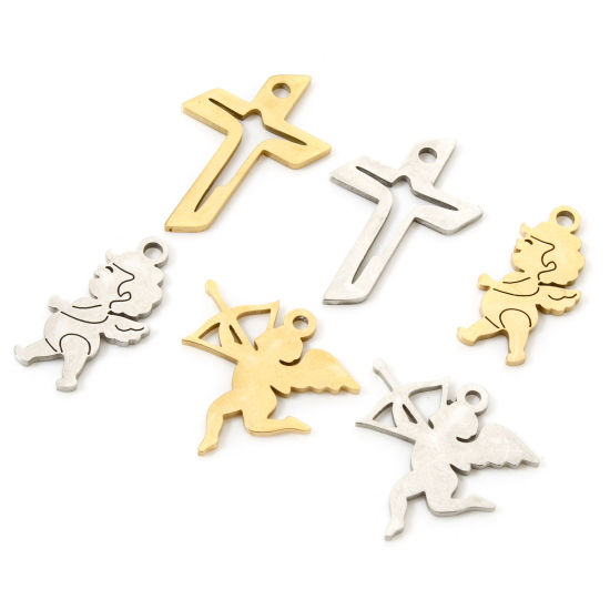 Picture of 3 PCs 304 Stainless Steel Religious Charms Hollow