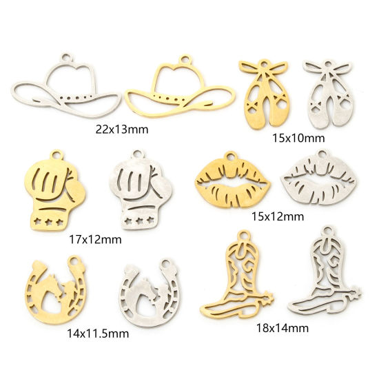 Picture of 304 Stainless Steel Charms Hat Horseshoe Hollow