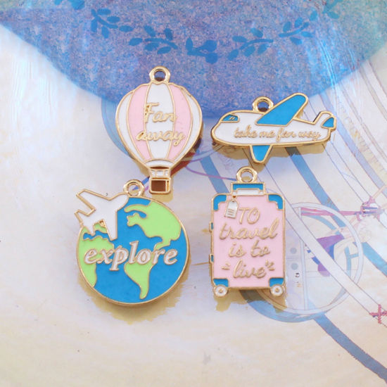 Picture of Zinc Based Alloy Travel Charms Gold Plated Multicolor Enamel