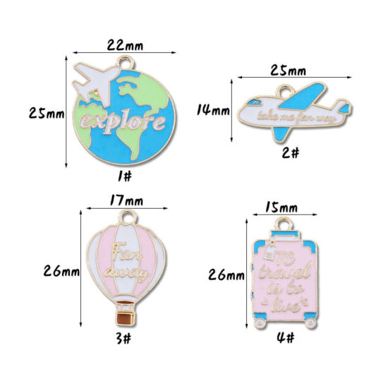 Picture of Zinc Based Alloy Travel Charms Gold Plated Multicolor Enamel