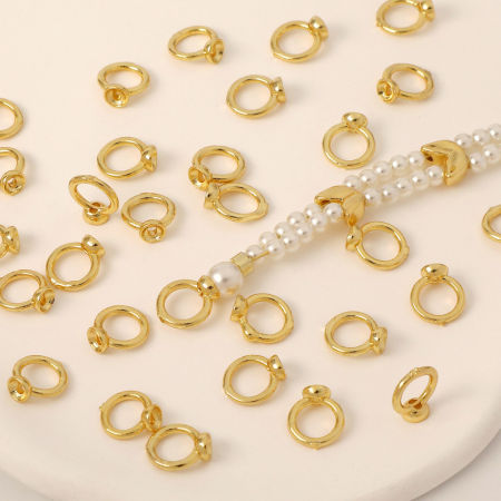 Eco-friendly Brass Bead Tip End Caps With Hole For Threading Necklace Bracelet Jewelry Making Round Multicolor 7.2mm